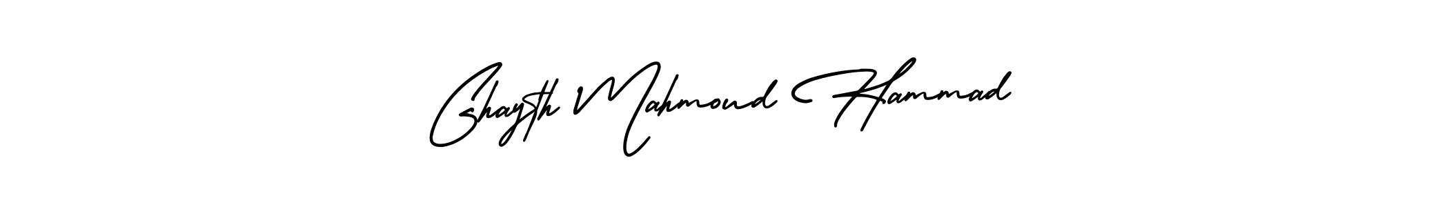 You should practise on your own different ways (AmerikaSignatureDemo-Regular) to write your name (Ghayth Mahmoud Hammad) in signature. don't let someone else do it for you. Ghayth Mahmoud Hammad signature style 3 images and pictures png
