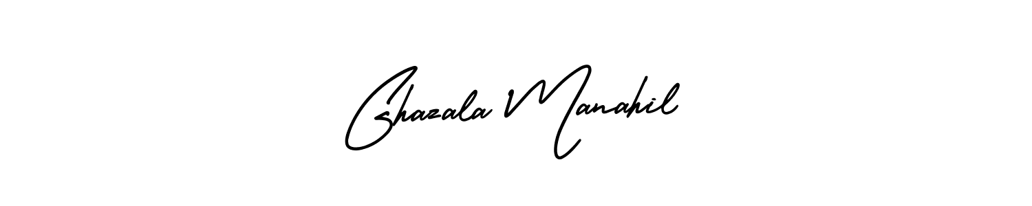 How to make Ghazala Manahil name signature. Use AmerikaSignatureDemo-Regular style for creating short signs online. This is the latest handwritten sign. Ghazala Manahil signature style 3 images and pictures png