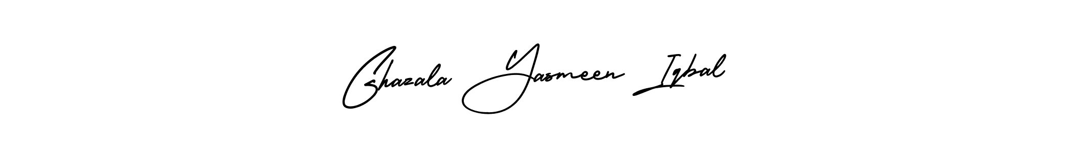 The best way (AmerikaSignatureDemo-Regular) to make a short signature is to pick only two or three words in your name. The name Ghazala Yasmeen Iqbal include a total of six letters. For converting this name. Ghazala Yasmeen Iqbal signature style 3 images and pictures png