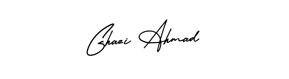 The best way (AmerikaSignatureDemo-Regular) to make a short signature is to pick only two or three words in your name. The name Ghazi Ahmad include a total of six letters. For converting this name. Ghazi Ahmad signature style 3 images and pictures png