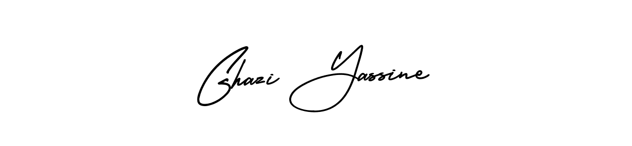 You should practise on your own different ways (AmerikaSignatureDemo-Regular) to write your name (Ghazi Yassine) in signature. don't let someone else do it for you. Ghazi Yassine signature style 3 images and pictures png