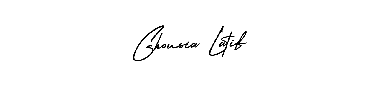 The best way (AmerikaSignatureDemo-Regular) to make a short signature is to pick only two or three words in your name. The name Ghousia Latif include a total of six letters. For converting this name. Ghousia Latif signature style 3 images and pictures png