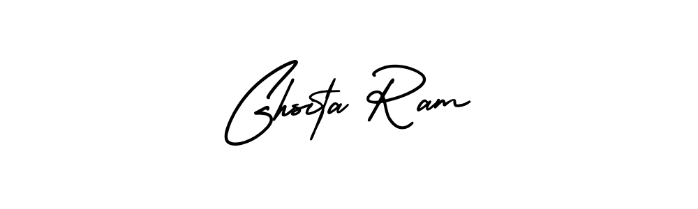 You should practise on your own different ways (AmerikaSignatureDemo-Regular) to write your name (Ghsita Ram) in signature. don't let someone else do it for you. Ghsita Ram signature style 3 images and pictures png