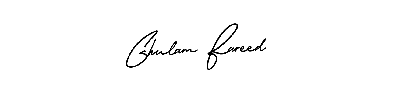 You should practise on your own different ways (AmerikaSignatureDemo-Regular) to write your name (Ghulam Fareed) in signature. don't let someone else do it for you. Ghulam Fareed signature style 3 images and pictures png