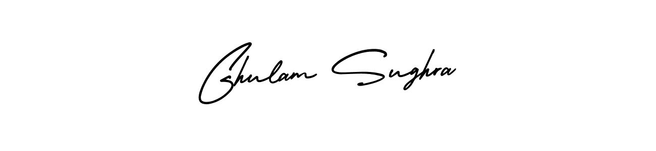 This is the best signature style for the Ghulam Sughra name. Also you like these signature font (AmerikaSignatureDemo-Regular). Mix name signature. Ghulam Sughra signature style 3 images and pictures png