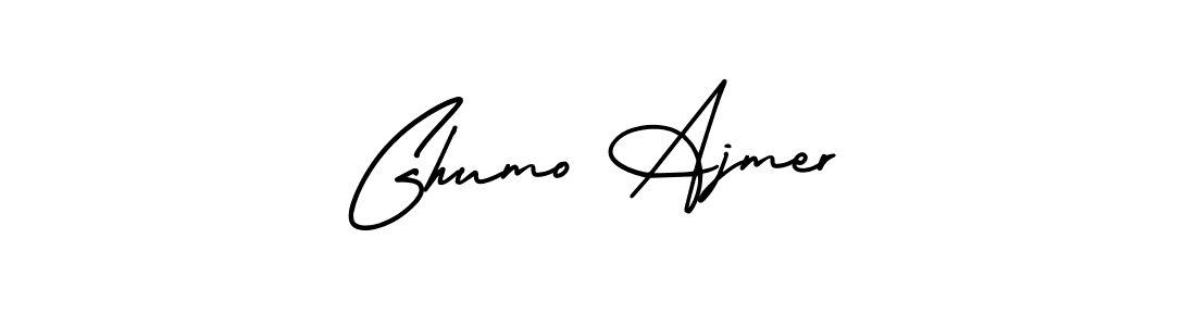 This is the best signature style for the Ghumo Ajmer name. Also you like these signature font (AmerikaSignatureDemo-Regular). Mix name signature. Ghumo Ajmer signature style 3 images and pictures png