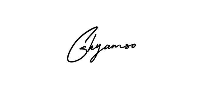 How to make Ghyamso name signature. Use AmerikaSignatureDemo-Regular style for creating short signs online. This is the latest handwritten sign. Ghyamso signature style 3 images and pictures png