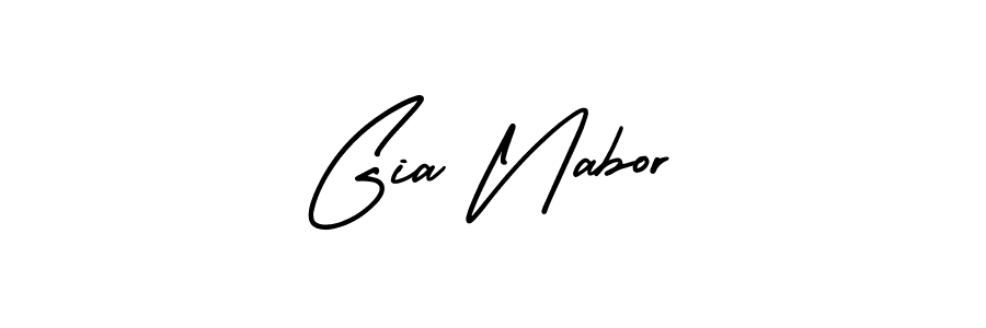 The best way (AmerikaSignatureDemo-Regular) to make a short signature is to pick only two or three words in your name. The name Gia Nabor include a total of six letters. For converting this name. Gia Nabor signature style 3 images and pictures png