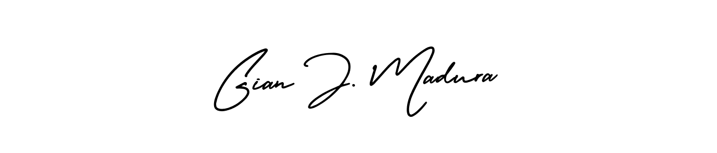 How to make Gian J. Madura name signature. Use AmerikaSignatureDemo-Regular style for creating short signs online. This is the latest handwritten sign. Gian J. Madura signature style 3 images and pictures png