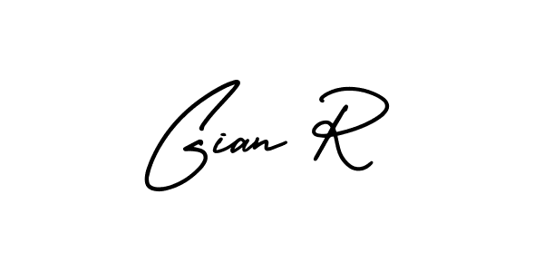 The best way (AmerikaSignatureDemo-Regular) to make a short signature is to pick only two or three words in your name. The name Gian R include a total of six letters. For converting this name. Gian R signature style 3 images and pictures png