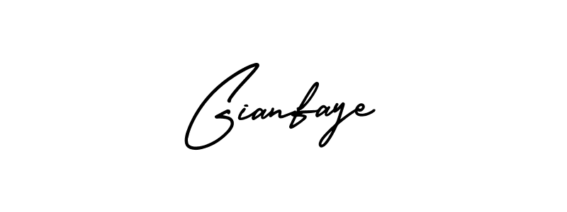 You should practise on your own different ways (AmerikaSignatureDemo-Regular) to write your name (Gianfaye) in signature. don't let someone else do it for you. Gianfaye signature style 3 images and pictures png