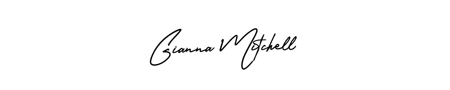 The best way (AmerikaSignatureDemo-Regular) to make a short signature is to pick only two or three words in your name. The name Gianna Mitchell include a total of six letters. For converting this name. Gianna Mitchell signature style 3 images and pictures png