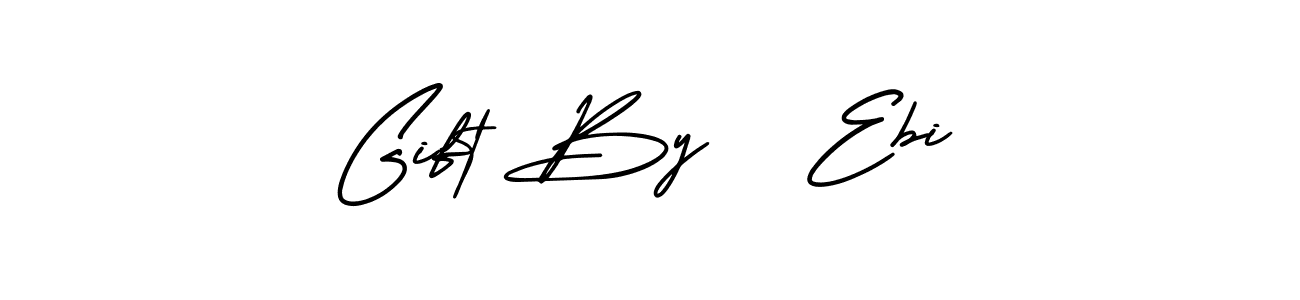 This is the best signature style for the Gift By   Ebi name. Also you like these signature font (AmerikaSignatureDemo-Regular). Mix name signature. Gift By   Ebi signature style 3 images and pictures png