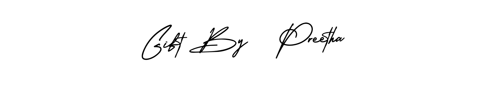 AmerikaSignatureDemo-Regular is a professional signature style that is perfect for those who want to add a touch of class to their signature. It is also a great choice for those who want to make their signature more unique. Get Gift By   Preetha name to fancy signature for free. Gift By   Preetha signature style 3 images and pictures png