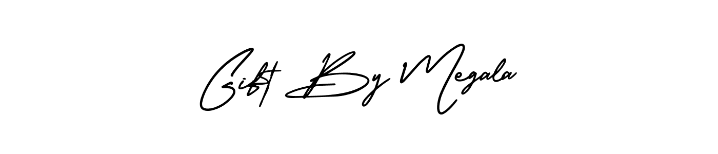 Also You can easily find your signature by using the search form. We will create Gift By Megala name handwritten signature images for you free of cost using AmerikaSignatureDemo-Regular sign style. Gift By Megala signature style 3 images and pictures png
