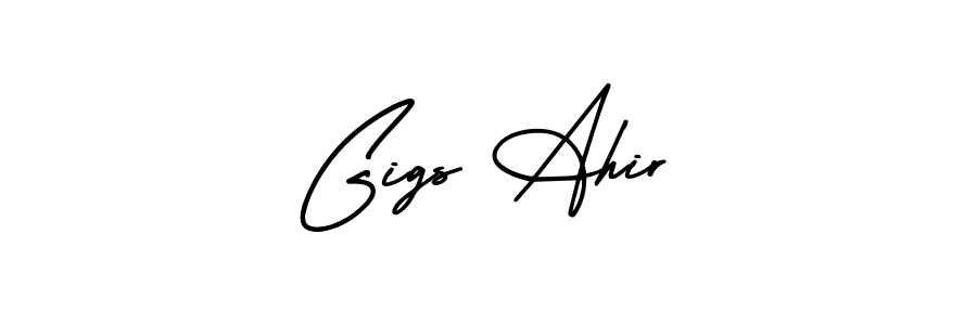 AmerikaSignatureDemo-Regular is a professional signature style that is perfect for those who want to add a touch of class to their signature. It is also a great choice for those who want to make their signature more unique. Get Gigs Ahir name to fancy signature for free. Gigs Ahir signature style 3 images and pictures png