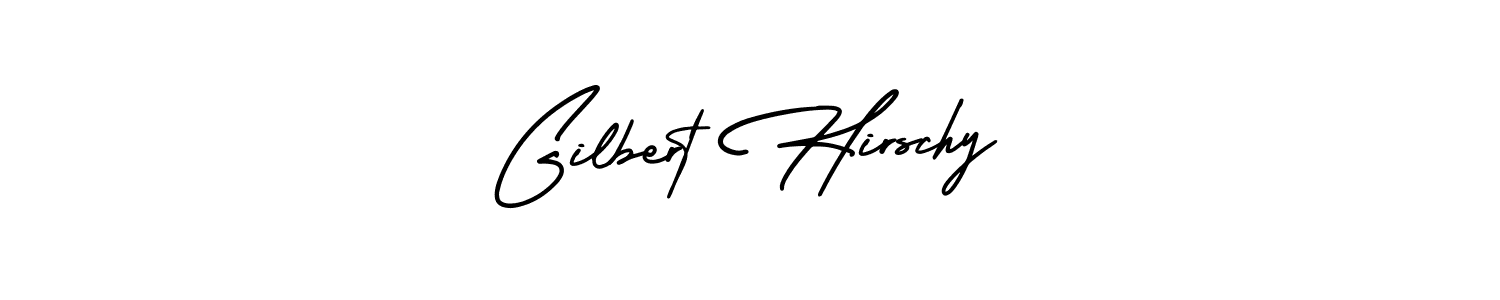 The best way (AmerikaSignatureDemo-Regular) to make a short signature is to pick only two or three words in your name. The name Gilbert Hirschy include a total of six letters. For converting this name. Gilbert Hirschy signature style 3 images and pictures png