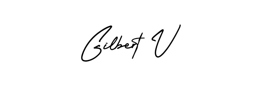 Gilbert V stylish signature style. Best Handwritten Sign (AmerikaSignatureDemo-Regular) for my name. Handwritten Signature Collection Ideas for my name Gilbert V. Gilbert V signature style 3 images and pictures png