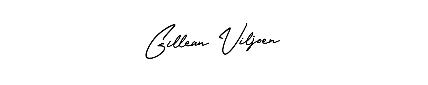 You should practise on your own different ways (AmerikaSignatureDemo-Regular) to write your name (Gillean Viljoen) in signature. don't let someone else do it for you. Gillean Viljoen signature style 3 images and pictures png