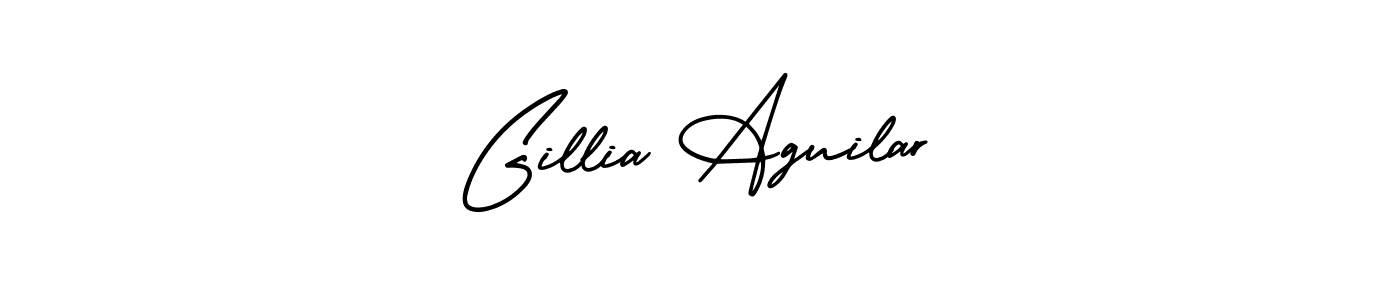 The best way (AmerikaSignatureDemo-Regular) to make a short signature is to pick only two or three words in your name. The name Gillia Aguilar include a total of six letters. For converting this name. Gillia Aguilar signature style 3 images and pictures png