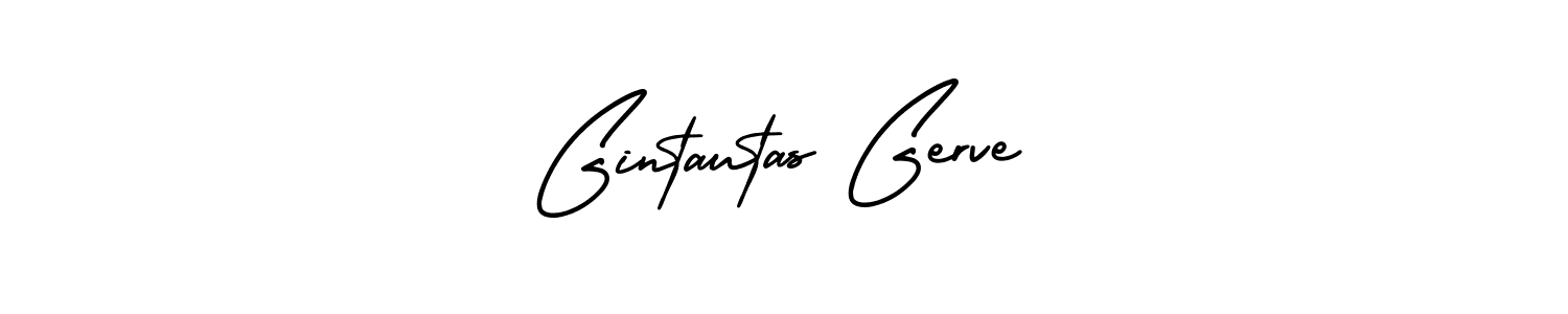 The best way (AmerikaSignatureDemo-Regular) to make a short signature is to pick only two or three words in your name. The name Gintautas Gerve include a total of six letters. For converting this name. Gintautas Gerve signature style 3 images and pictures png