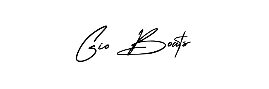 You should practise on your own different ways (AmerikaSignatureDemo-Regular) to write your name (Gio Boats) in signature. don't let someone else do it for you. Gio Boats signature style 3 images and pictures png