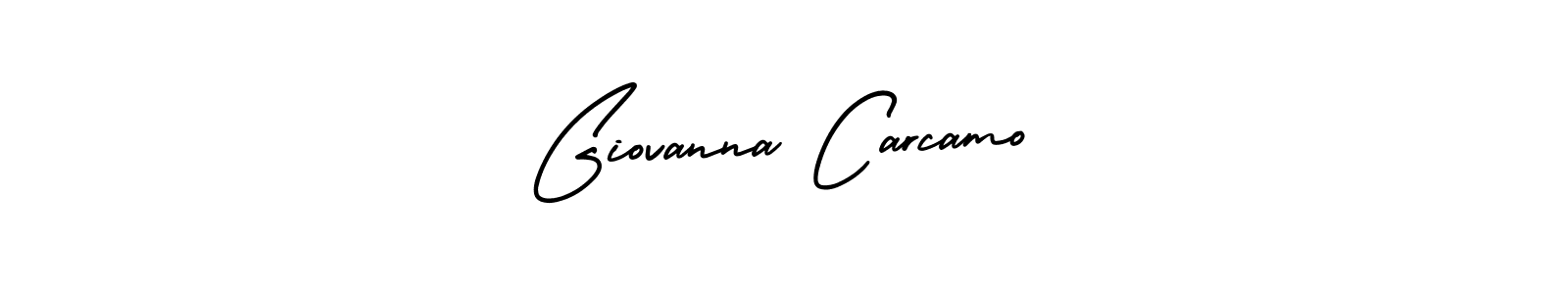 You should practise on your own different ways (AmerikaSignatureDemo-Regular) to write your name (Giovanna Carcamo) in signature. don't let someone else do it for you. Giovanna Carcamo signature style 3 images and pictures png