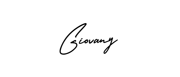 You should practise on your own different ways (AmerikaSignatureDemo-Regular) to write your name (Giovany) in signature. don't let someone else do it for you. Giovany signature style 3 images and pictures png