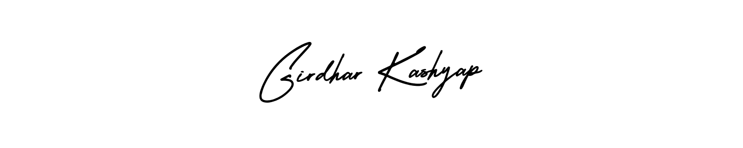 You should practise on your own different ways (AmerikaSignatureDemo-Regular) to write your name (Girdhar Kashyap) in signature. don't let someone else do it for you. Girdhar Kashyap signature style 3 images and pictures png