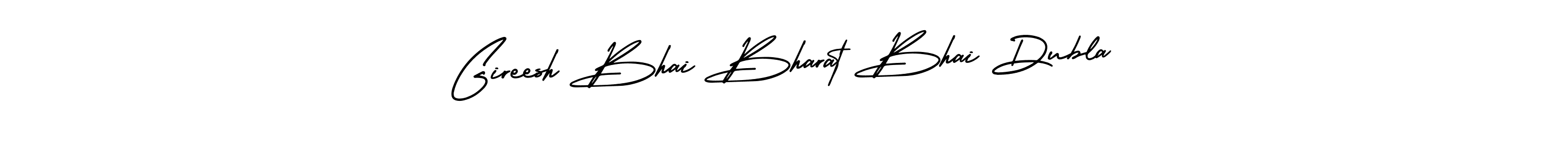 This is the best signature style for the Gireesh Bhai Bharat Bhai Dubla name. Also you like these signature font (AmerikaSignatureDemo-Regular). Mix name signature. Gireesh Bhai Bharat Bhai Dubla signature style 3 images and pictures png