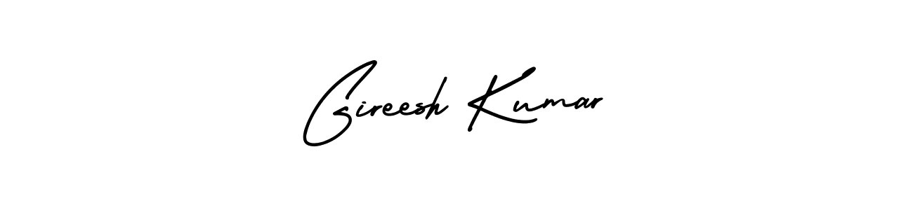 The best way (AmerikaSignatureDemo-Regular) to make a short signature is to pick only two or three words in your name. The name Gireesh Kumar include a total of six letters. For converting this name. Gireesh Kumar signature style 3 images and pictures png
