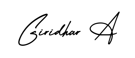 Designed for modern professionals: Giridhar A name signature crafted with AmerikaSignatureDemo-Regular script. Ready for digital PDF workflows. Giridhar A signature style 3 images and pictures png