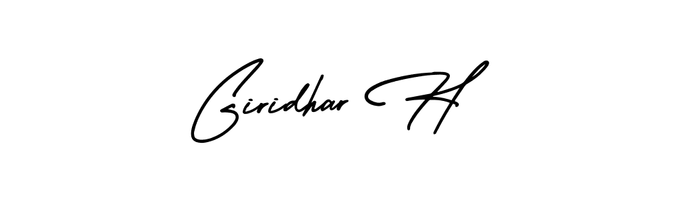 This is the best signature style for the Giridhar H name. Also you like these signature font (AmerikaSignatureDemo-Regular). Mix name signature. Giridhar H signature style 3 images and pictures png