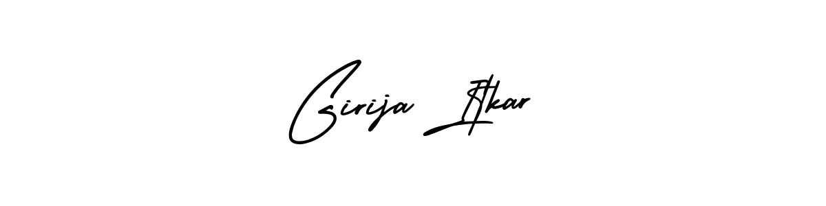 The best way (AmerikaSignatureDemo-Regular) to make a short signature is to pick only two or three words in your name. The name Girija Itkar include a total of six letters. For converting this name. Girija Itkar signature style 3 images and pictures png