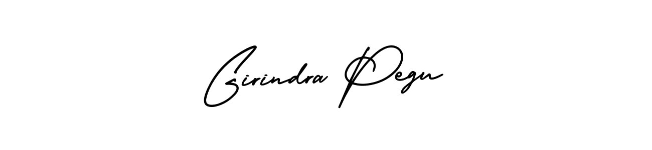 How to make Girindra Pegu name signature. Use AmerikaSignatureDemo-Regular style for creating short signs online. This is the latest handwritten sign. Girindra Pegu signature style 3 images and pictures png