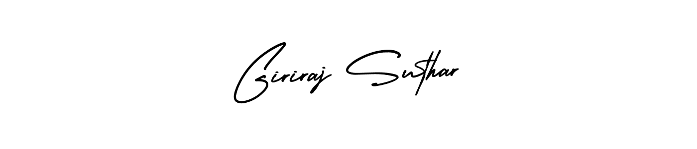 The best way (AmerikaSignatureDemo-Regular) to make a short signature is to pick only two or three words in your name. The name Giriraj Suthar include a total of six letters. For converting this name. Giriraj Suthar signature style 3 images and pictures png