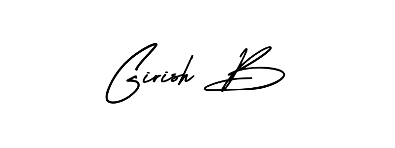 The best way (AmerikaSignatureDemo-Regular) to make a short signature is to pick only two or three words in your name. The name Girish B include a total of six letters. For converting this name. Girish B signature style 3 images and pictures png