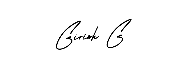You should practise on your own different ways (AmerikaSignatureDemo-Regular) to write your name (Girish G) in signature. don't let someone else do it for you. Girish G signature style 3 images and pictures png
