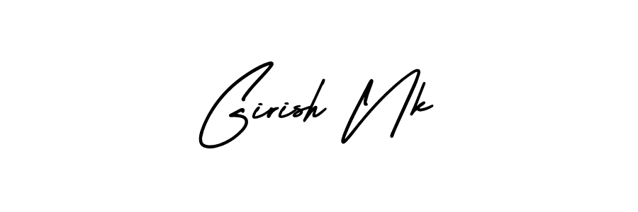 The best way (AmerikaSignatureDemo-Regular) to make a short signature is to pick only two or three words in your name. The name Girish Nk include a total of six letters. For converting this name. Girish Nk signature style 3 images and pictures png