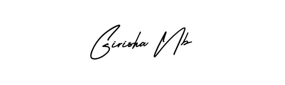 The best way (AmerikaSignatureDemo-Regular) to make a short signature is to pick only two or three words in your name. The name Girisha Nb include a total of six letters. For converting this name. Girisha Nb signature style 3 images and pictures png
