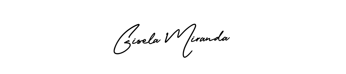 You should practise on your own different ways (AmerikaSignatureDemo-Regular) to write your name (Gisela Miranda) in signature. don't let someone else do it for you. Gisela Miranda signature style 3 images and pictures png