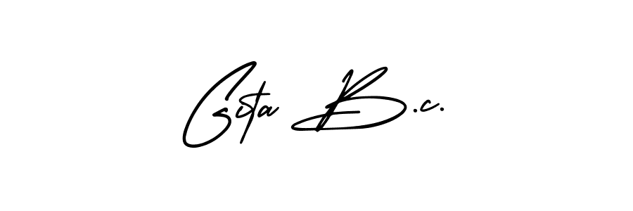 AmerikaSignatureDemo-Regular is a professional signature style that is perfect for those who want to add a touch of class to their signature. It is also a great choice for those who want to make their signature more unique. Get Gita B.c. name to fancy signature for free. Gita B.c. signature style 3 images and pictures png