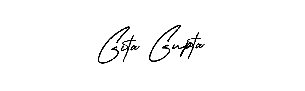 You should practise on your own different ways (AmerikaSignatureDemo-Regular) to write your name (Gita Gupta) in signature. don't let someone else do it for you. Gita Gupta signature style 3 images and pictures png