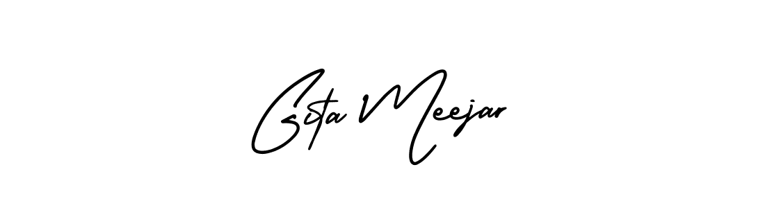 It looks lik you need a new signature style for name Gita Meejar. Design unique handwritten (AmerikaSignatureDemo-Regular) signature with our free signature maker in just a few clicks. Gita Meejar signature style 3 images and pictures png