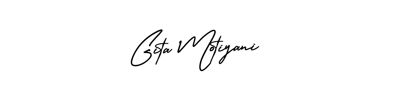 This is the best signature style for the Gita Motiyani name. Also you like these signature font (AmerikaSignatureDemo-Regular). Mix name signature. Gita Motiyani signature style 3 images and pictures png