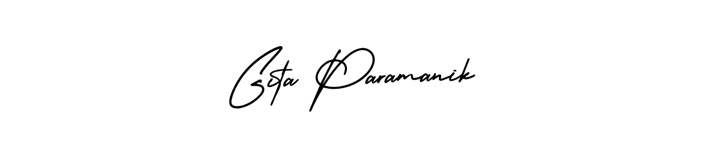 How to Draw Gita Paramanik signature style? AmerikaSignatureDemo-Regular is a latest design signature styles for name Gita Paramanik. Gita Paramanik signature style 3 images and pictures png