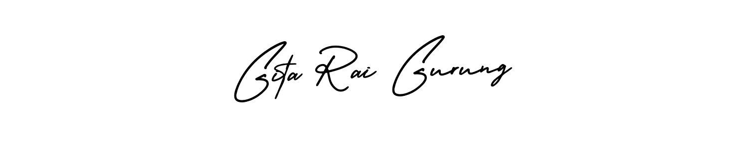 Make a beautiful signature design for name Gita Rai Gurung. With this signature (AmerikaSignatureDemo-Regular) style, you can create a handwritten signature for free. Gita Rai Gurung signature style 3 images and pictures png
