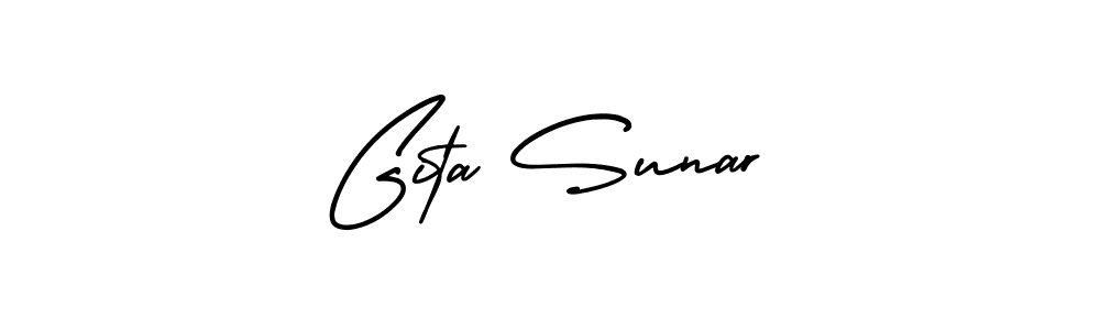 AmerikaSignatureDemo-Regular is a professional signature style that is perfect for those who want to add a touch of class to their signature. It is also a great choice for those who want to make their signature more unique. Get Gita Sunar name to fancy signature for free. Gita Sunar signature style 3 images and pictures png