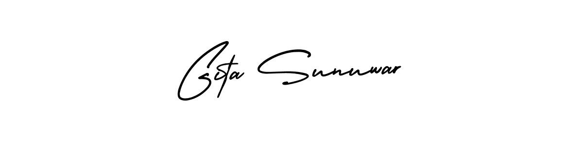 Use a signature maker to create a handwritten signature online. With this signature software, you can design (AmerikaSignatureDemo-Regular) your own signature for name Gita Sunuwar. Gita Sunuwar signature style 3 images and pictures png