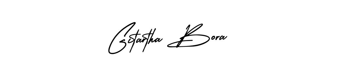 The best way (AmerikaSignatureDemo-Regular) to make a short signature is to pick only two or three words in your name. The name Gitartha Bora include a total of six letters. For converting this name. Gitartha Bora signature style 3 images and pictures png